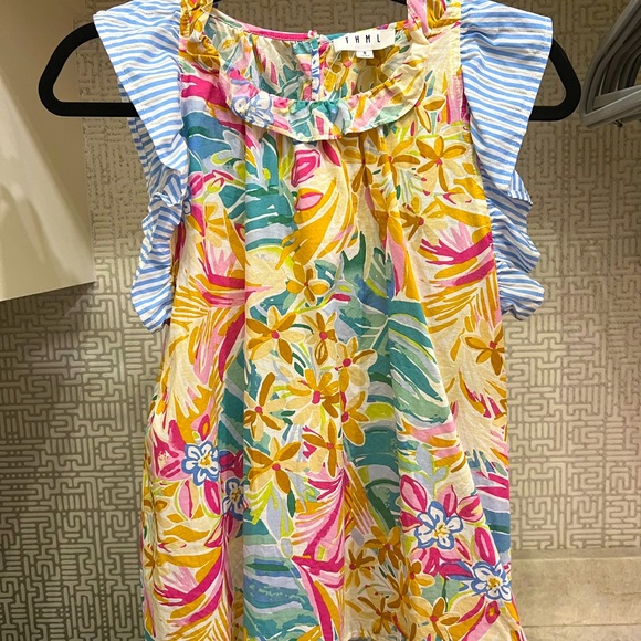 THML multi color floral top with ruffle sleeves used - worn 1 time - Picture 2 of 3